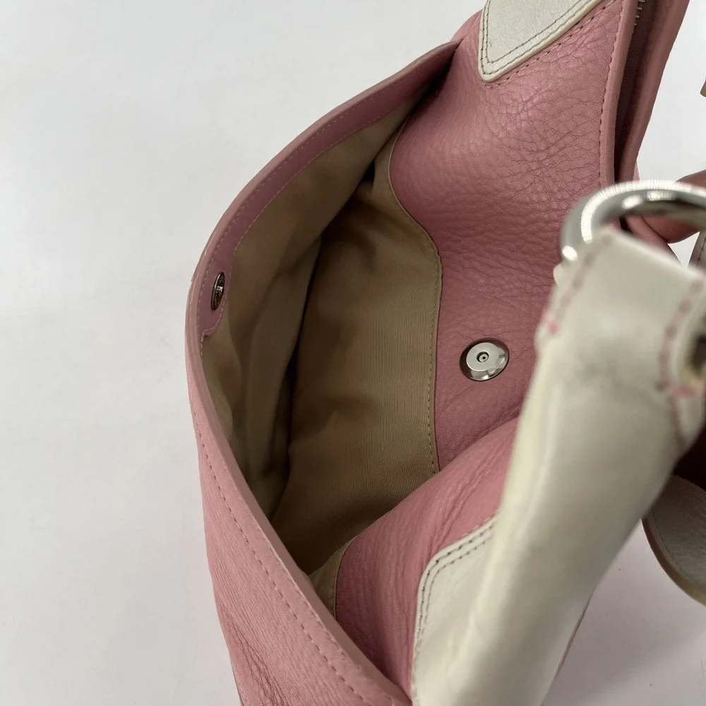 Retired Coach Hobo Bag Pebble Leather Petal Barbie Gum Pink White Colorblock